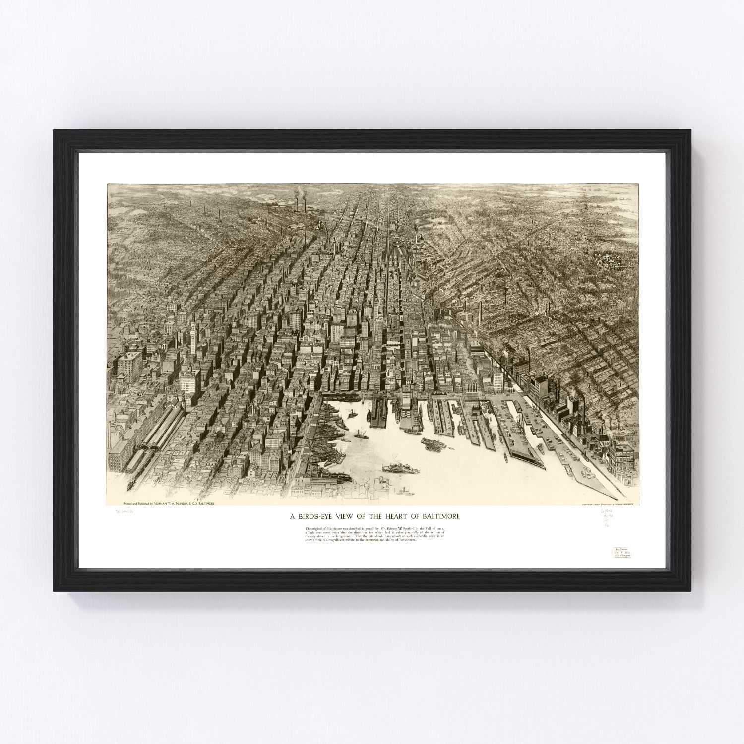 Vintage map of Baltimore, Maryland, 1912