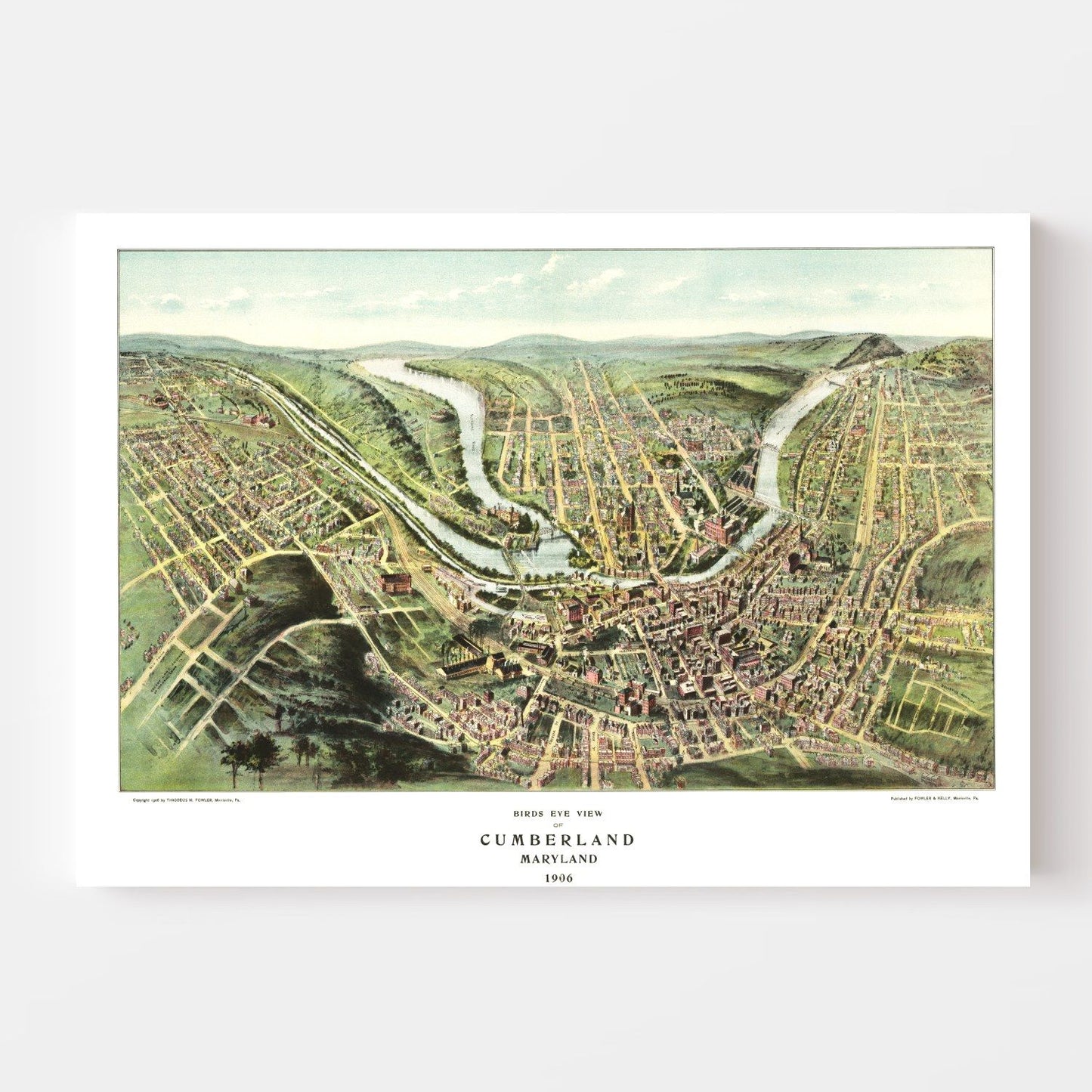 Vintage Map of Cumberland, Maryland, 1906