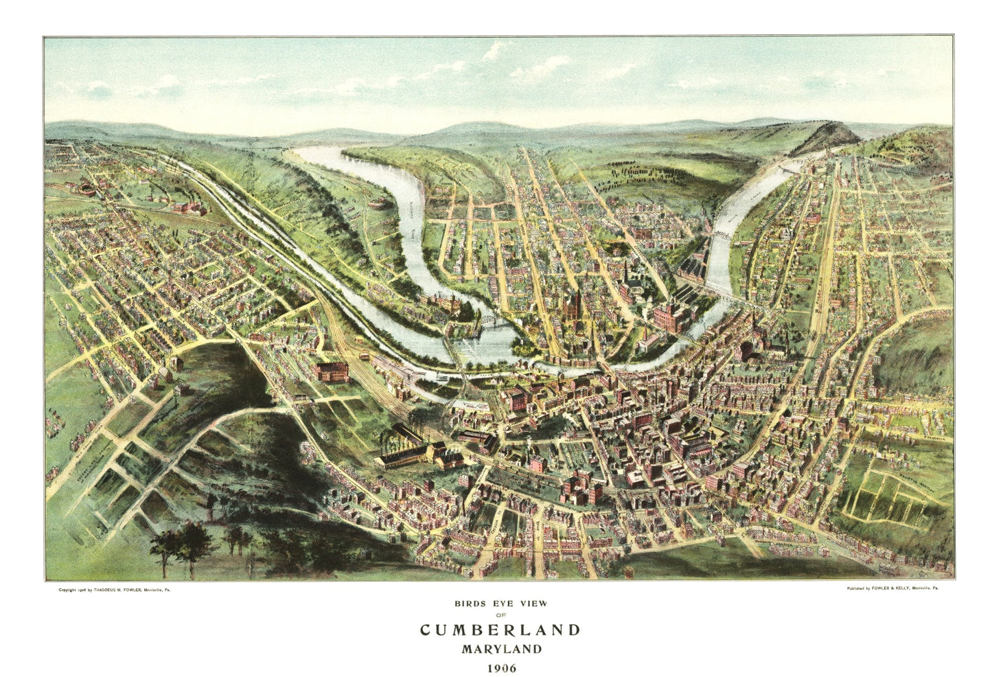 Vintage Map of Cumberland, Maryland, 1906