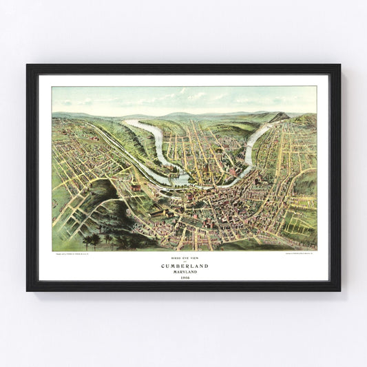 vintage map of Cumberland, Maryland, 1906