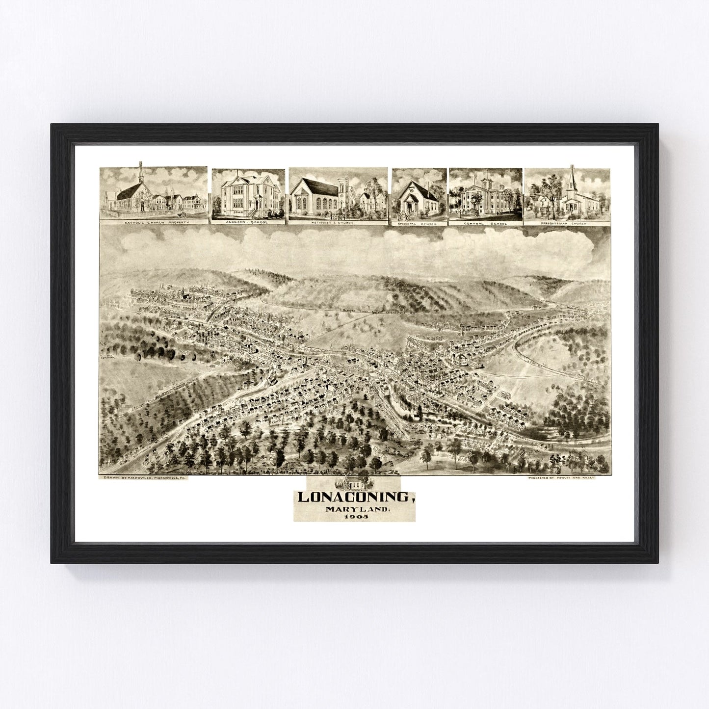 vintage map of Lonaconing, Maryland, 1905