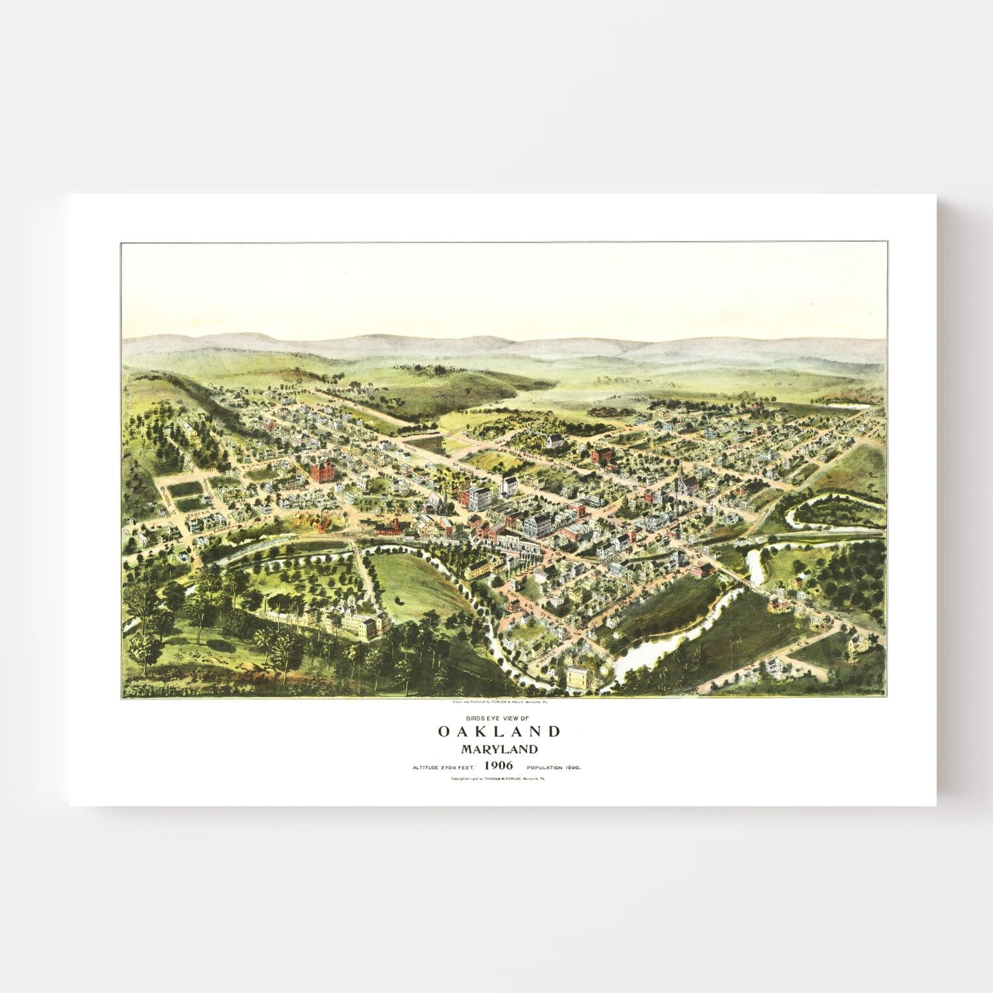 Vintage Map of Oakland, Maryland, 1906