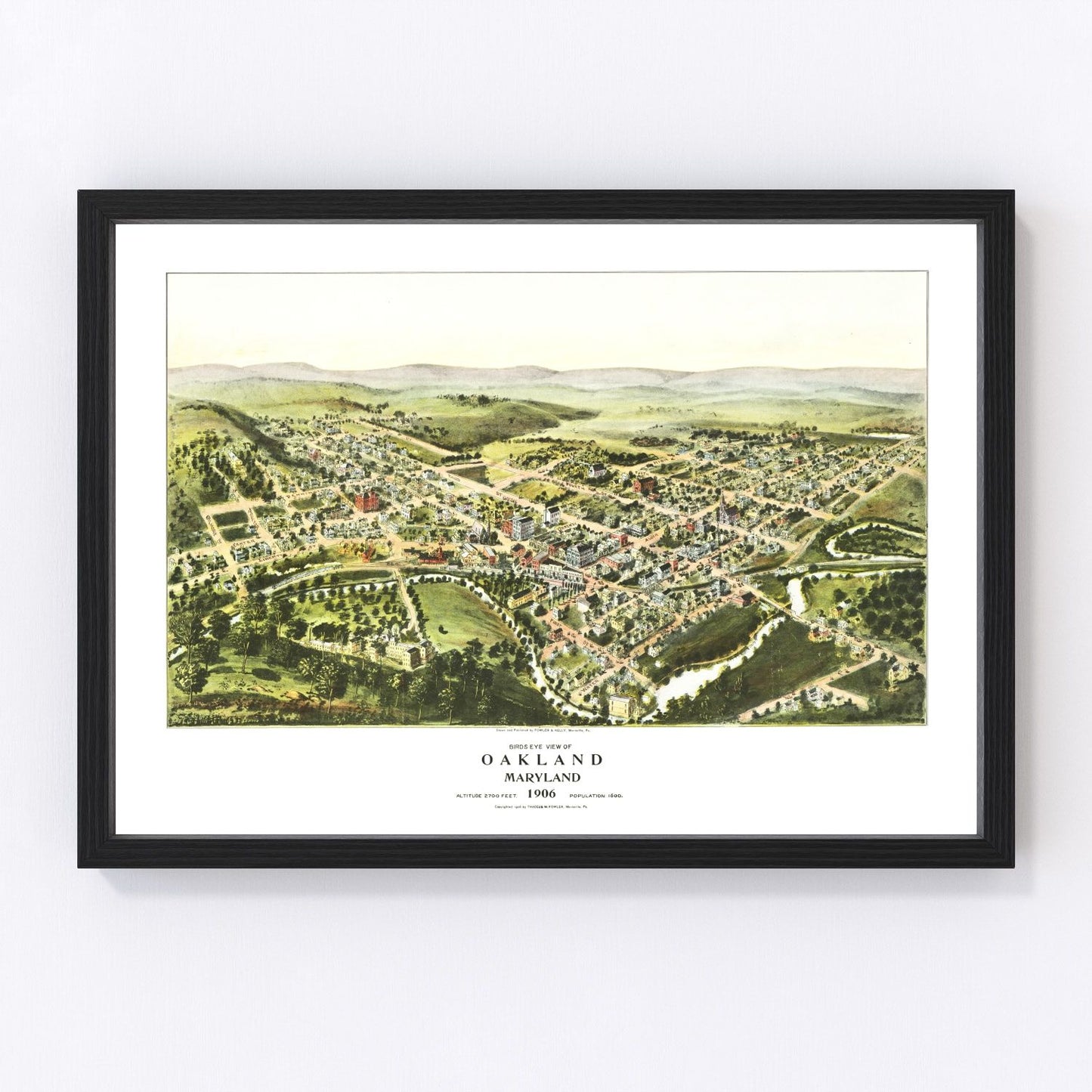 vintage map of Oakland, Maryland, 1906