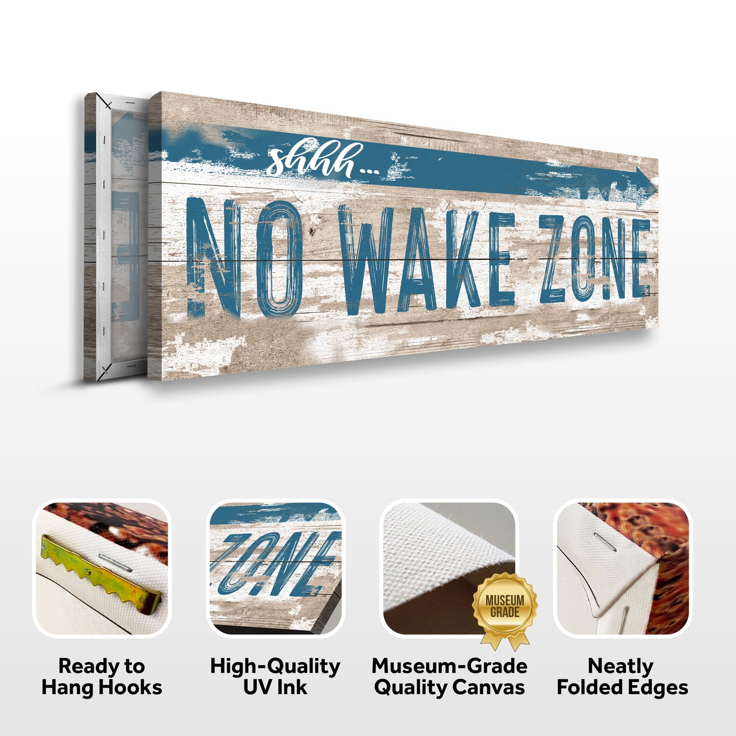 No Wake Zone Lake House Canvas Sign