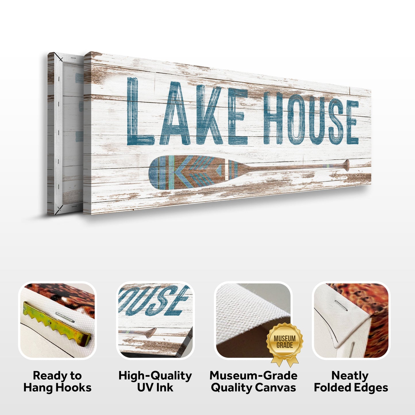 Lake House Coastal Sign Canvas Wall Art