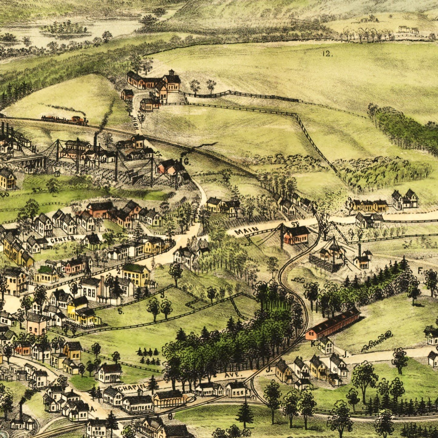 Vintage Map of Monson, Maine, 1889