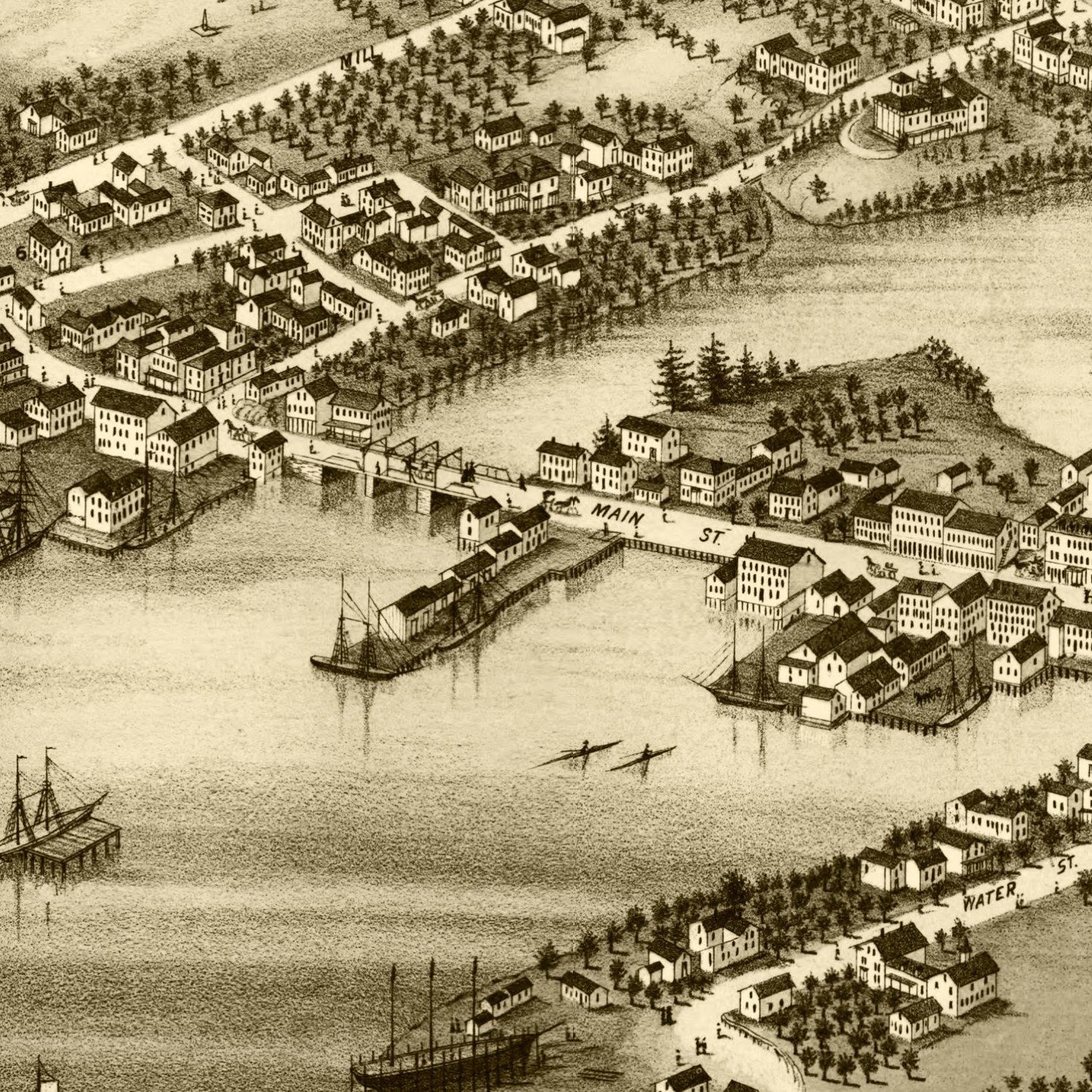 Vintage Map of New Castle & Damariscotta, Maine, 1878