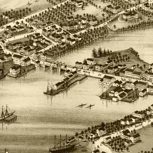 Vintage Map of New Castle & Damariscotta, Maine, 1878
