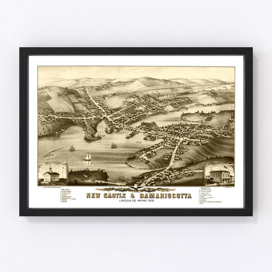 Vintage map of New Castle and Damariscotta, Maine, 1878