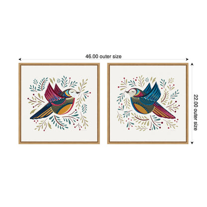 Peace Birds Red and Blue Framed Canvas Art Set