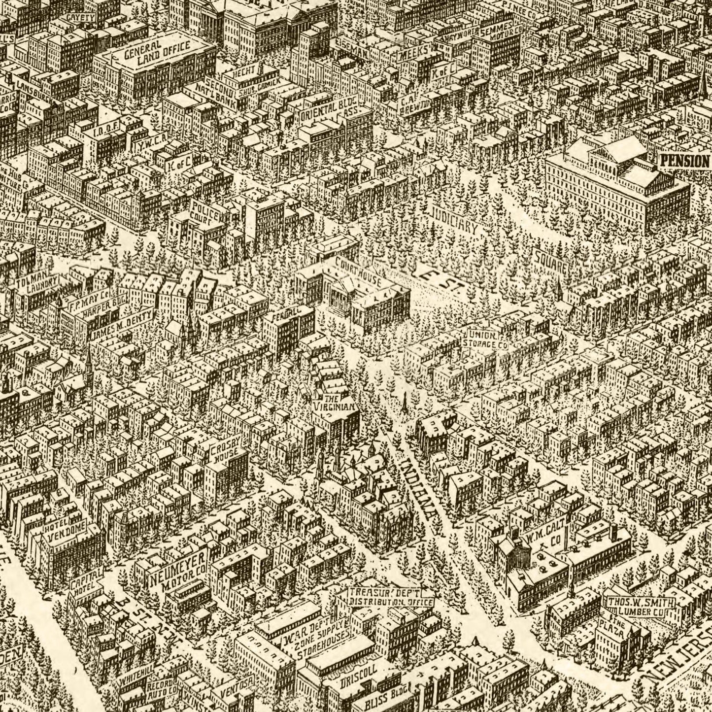 Vintage Map of Washington State, 1923
