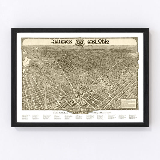 Vintage map of Washington DC, 1923 - interwar era restored cartographic print