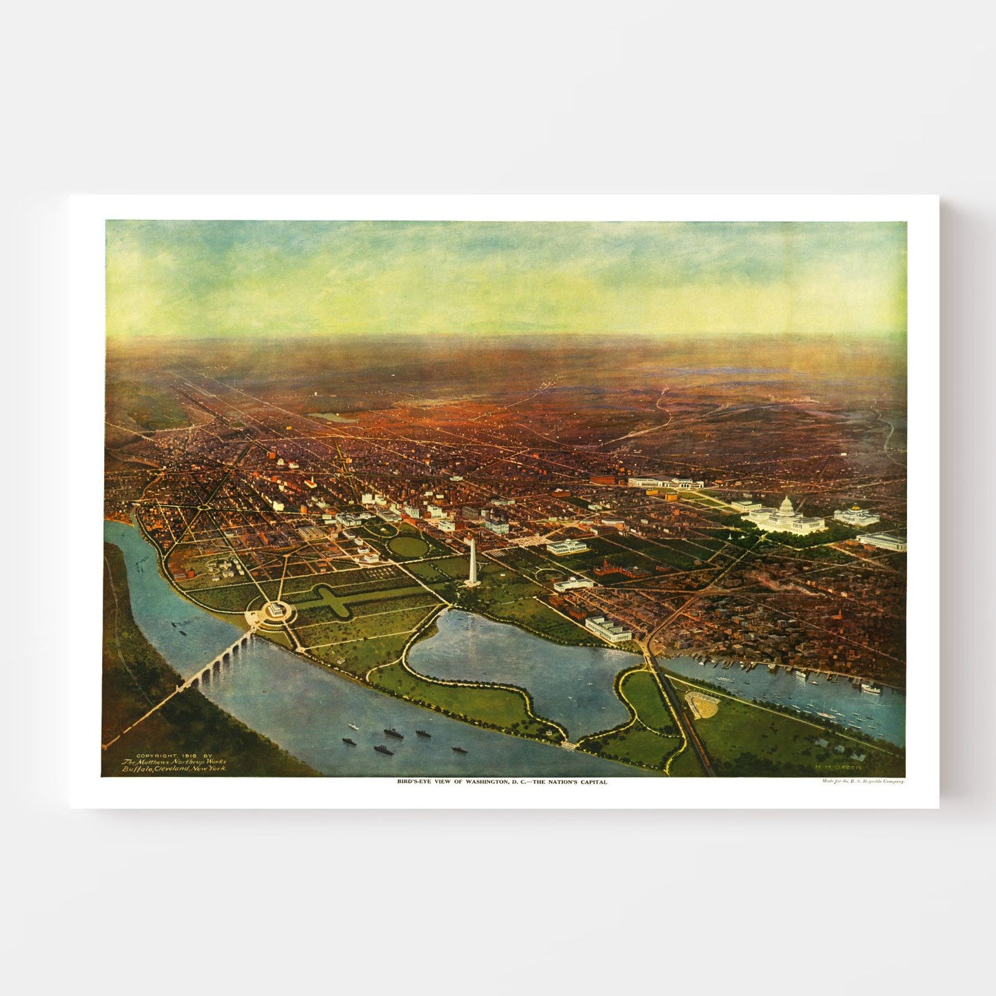 Vintage Map of Washington, DC, 1916