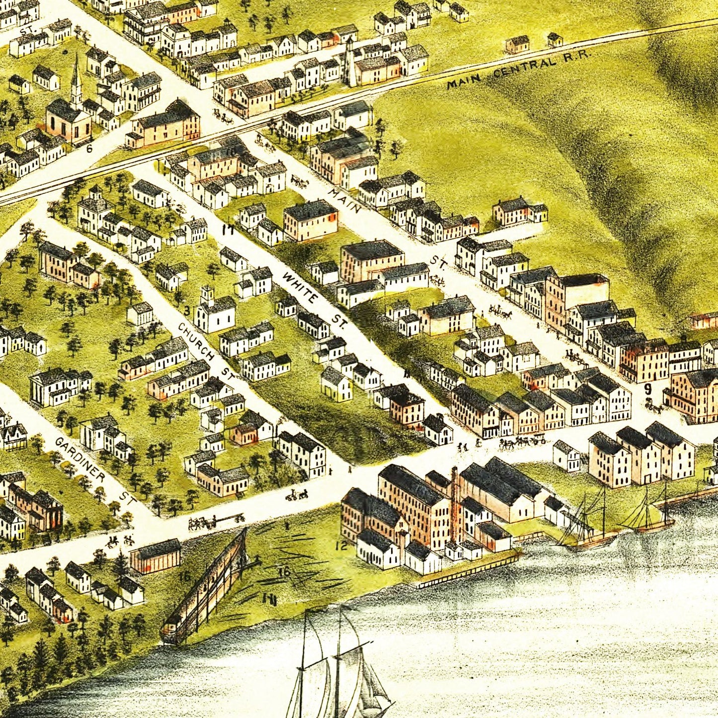 Vintage Map of Richmond, Sagadahoc County, Maine, 1878