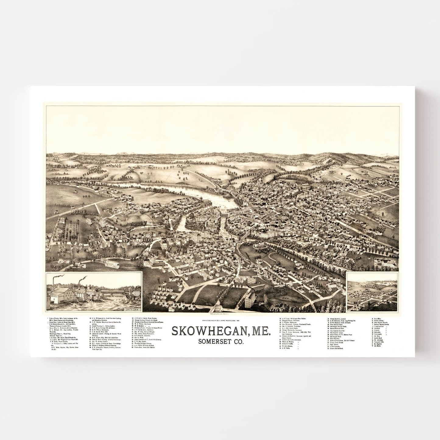 Vintage Map of Skowhegan, Maine, 1892 II