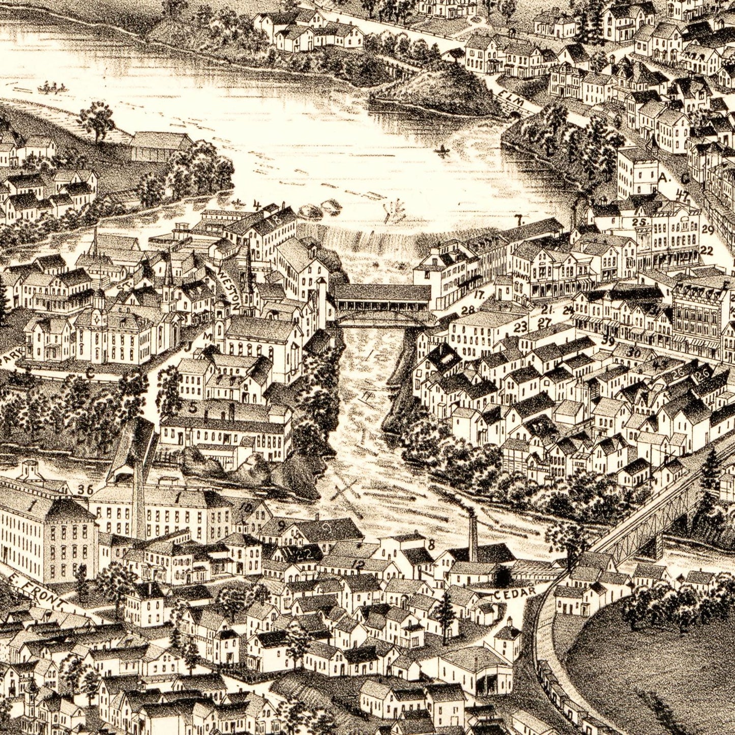 Vintage Map of Skowhegan, Maine, 1892 II