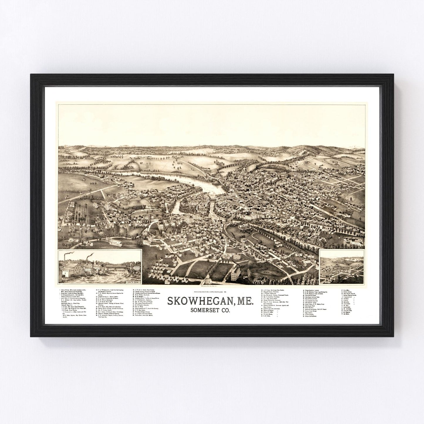 vintage map of Skowhegan, Maine, 1892