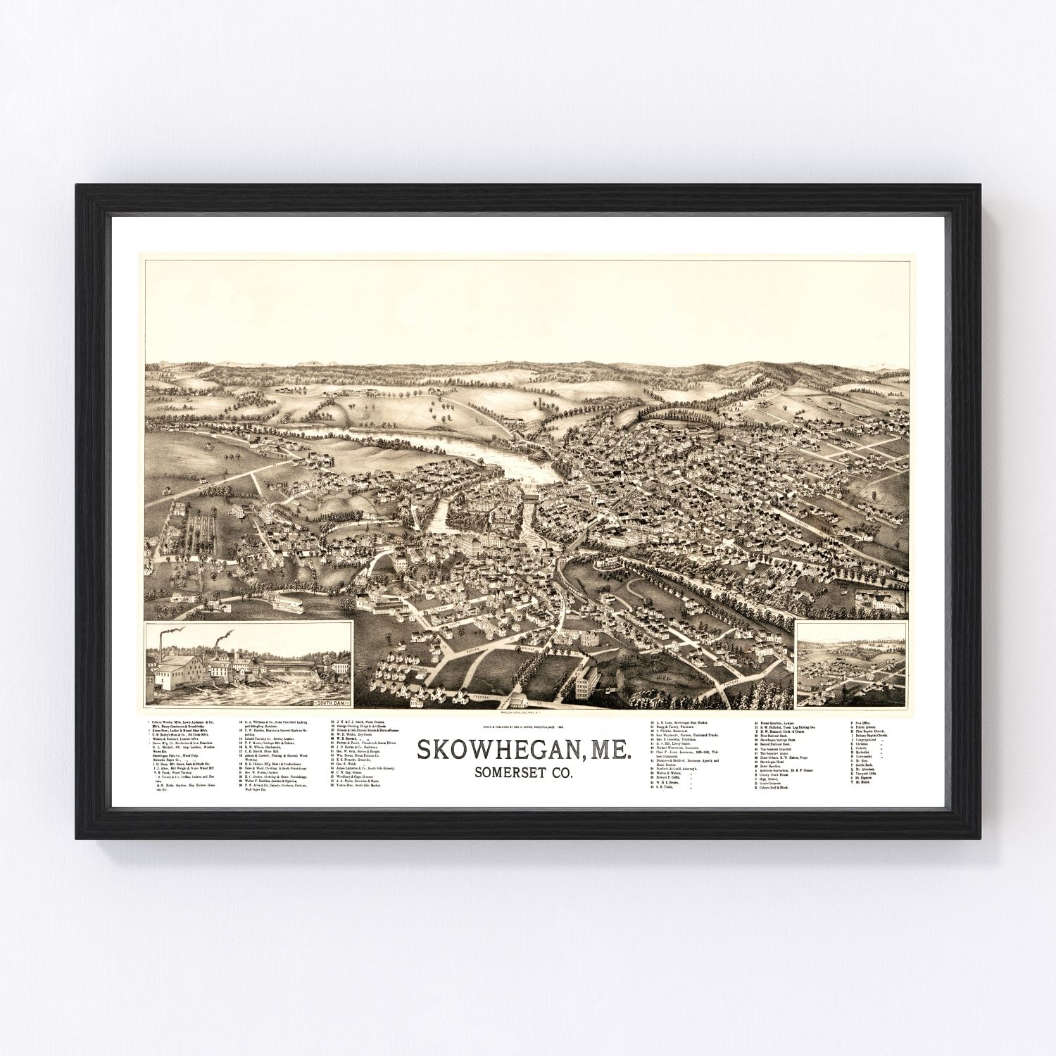 vintage map of Skowhegan, Maine, 1892