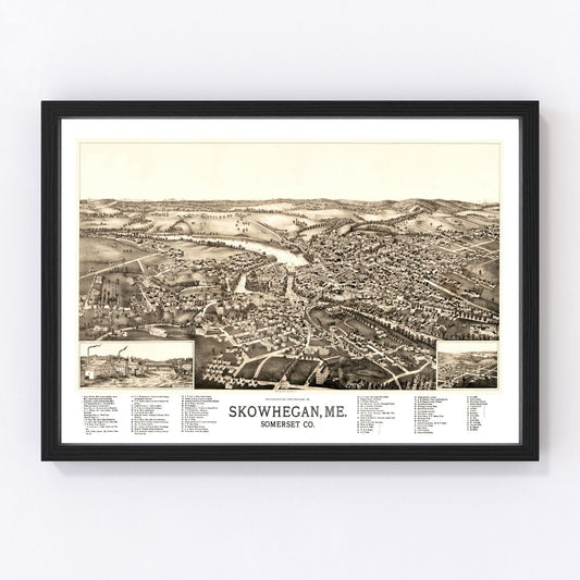 vintage map of Skowhegan, Maine, 1892