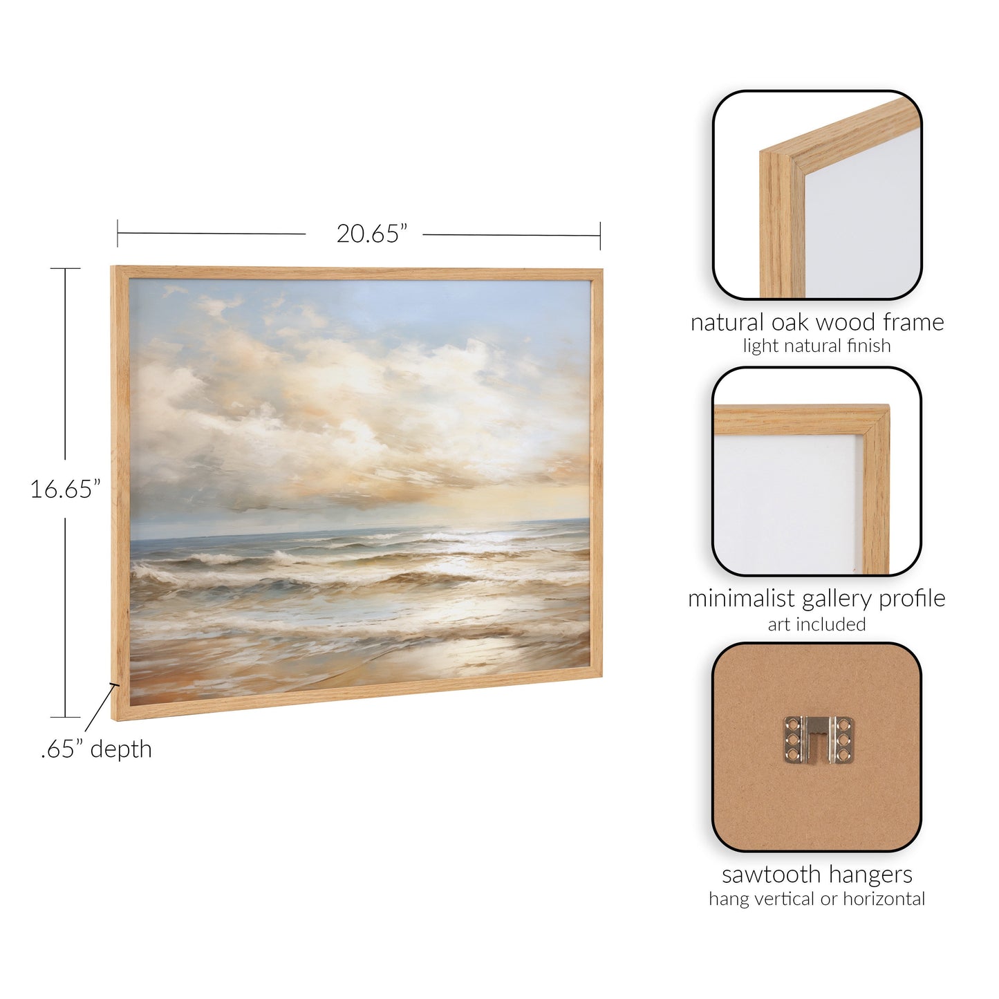 Beach Waves Sunset Coastal Framed Wall Art
