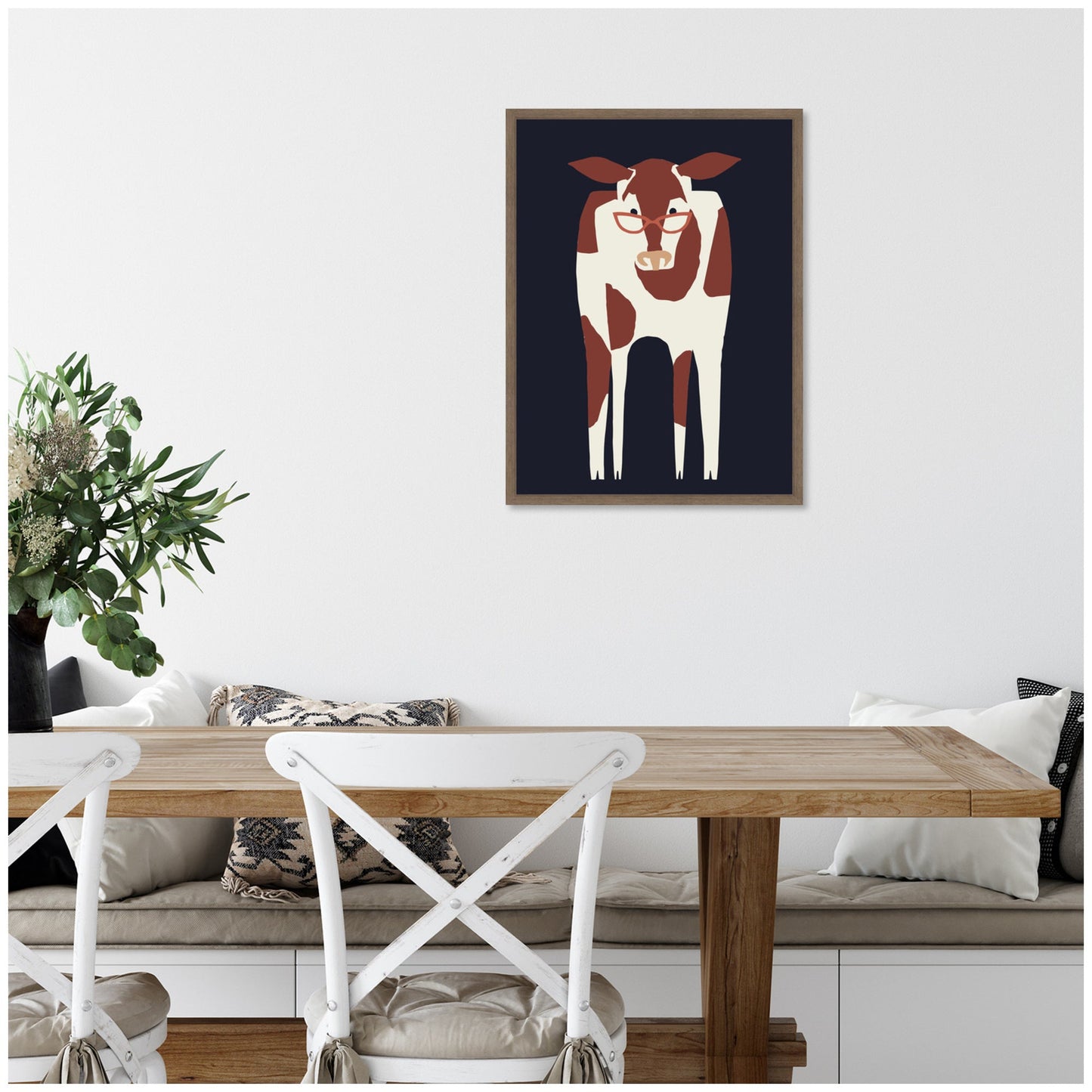 Farm Cow Framed Canvas Wall Art