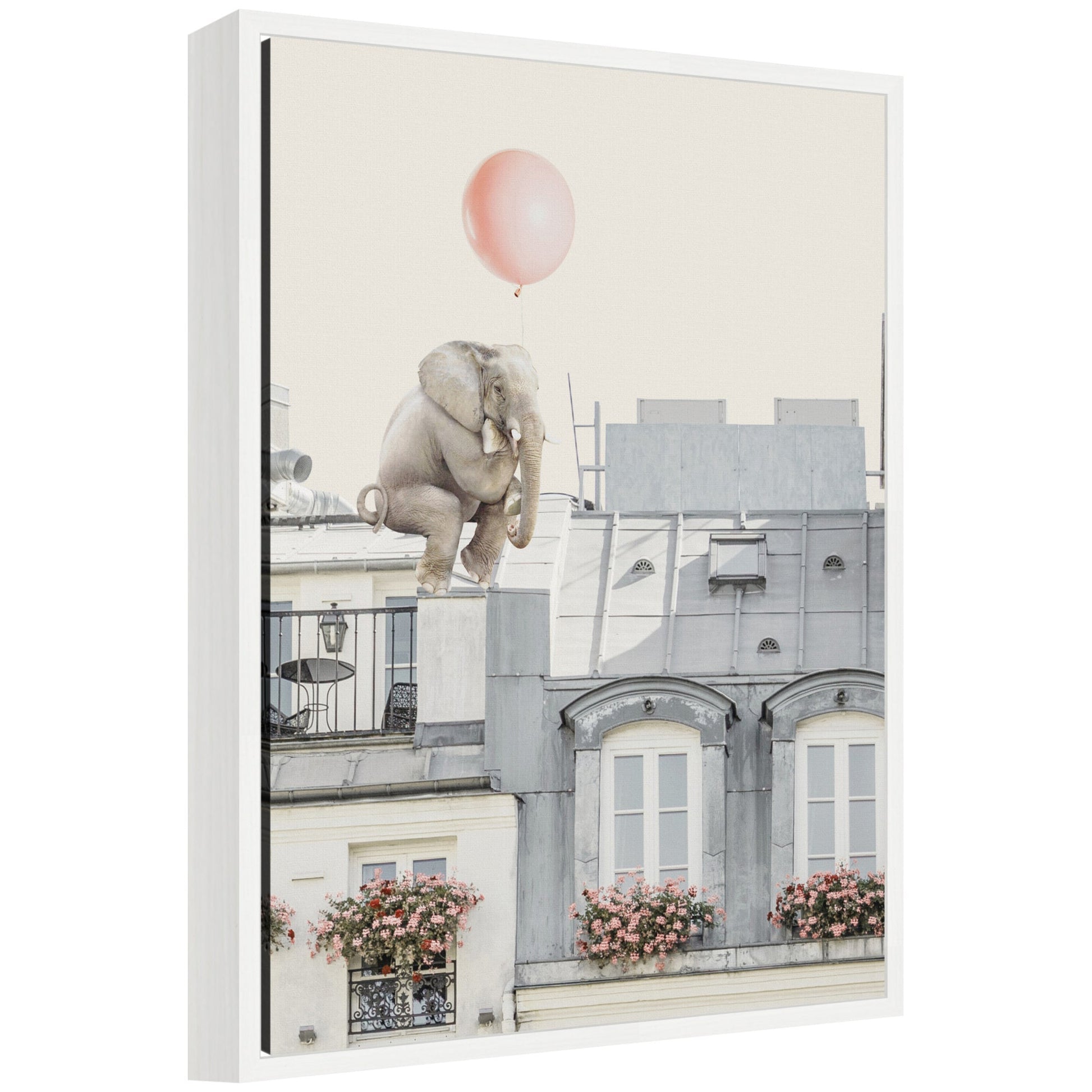 Elephant in Paris framed canvas wall art