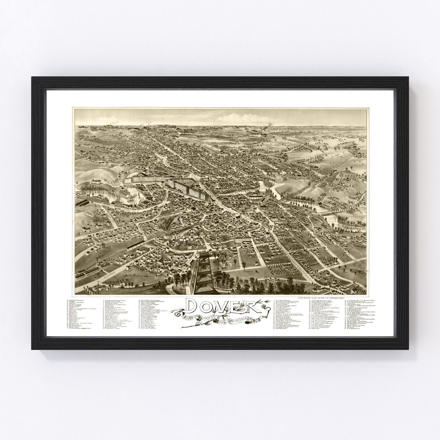 Vintage map of Dover, New Hampshire, 1888