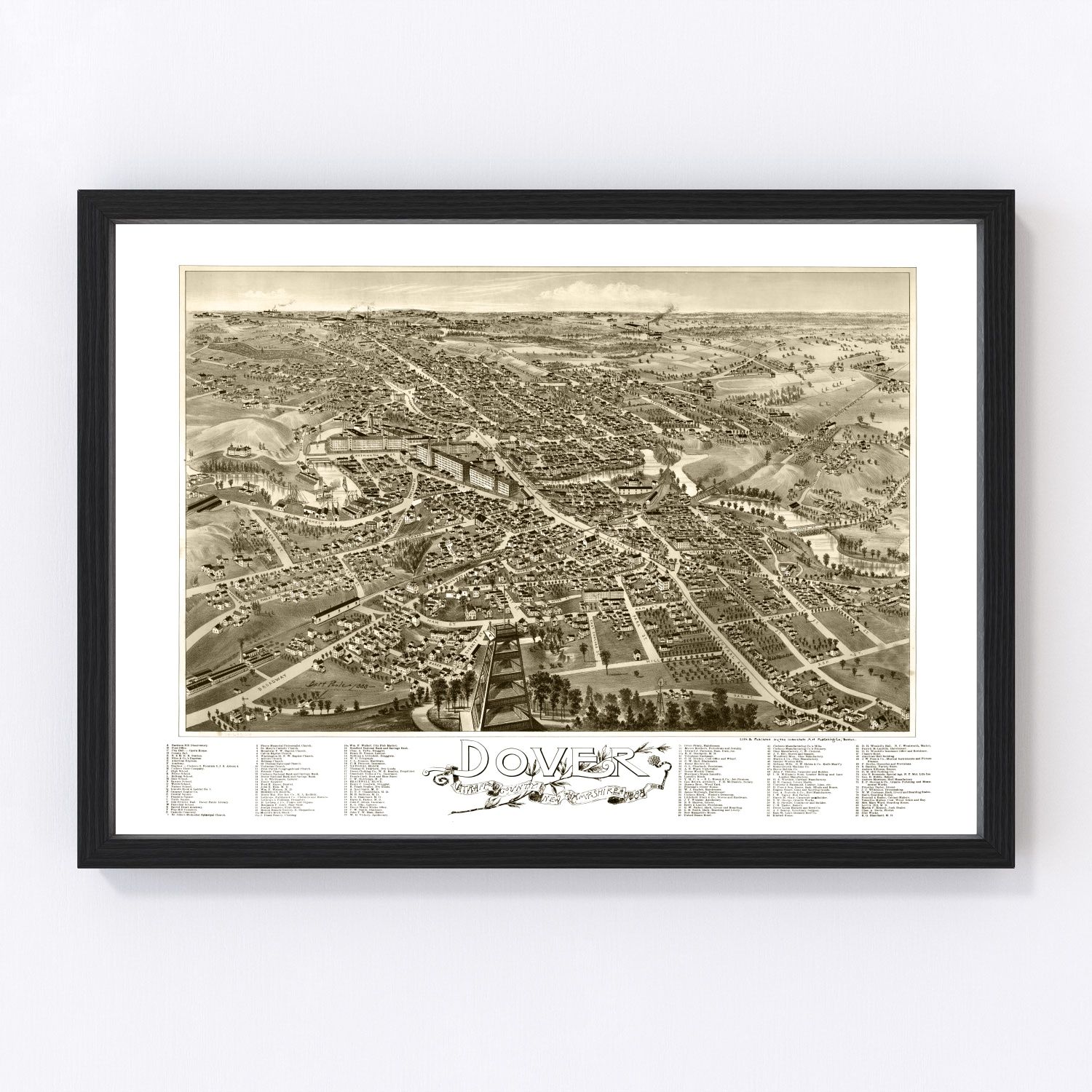 Vintage map of Dover, New Hampshire, 1888