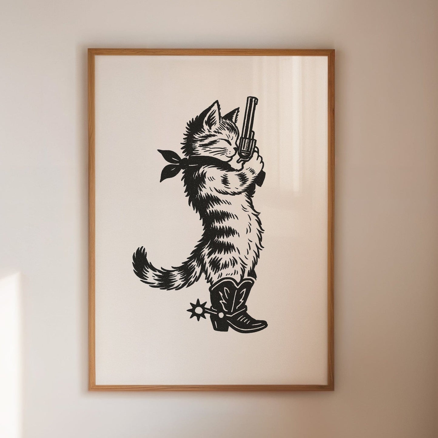 Cowboy cat sheriff western tabby wall art print