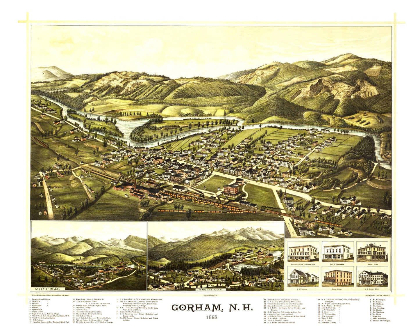 Vintage Map of Gorham, New Hampshire, 1888