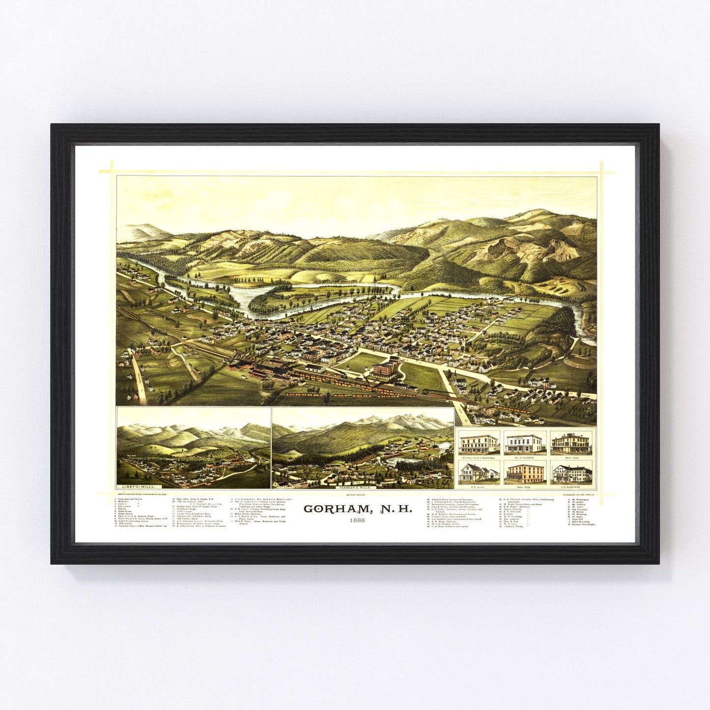 Vintage map of Gorham, New Hampshire, 1888
