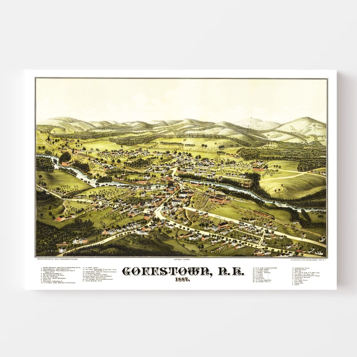 Vintage Map of Goffstown, New Hampshire, 1887 No. 2