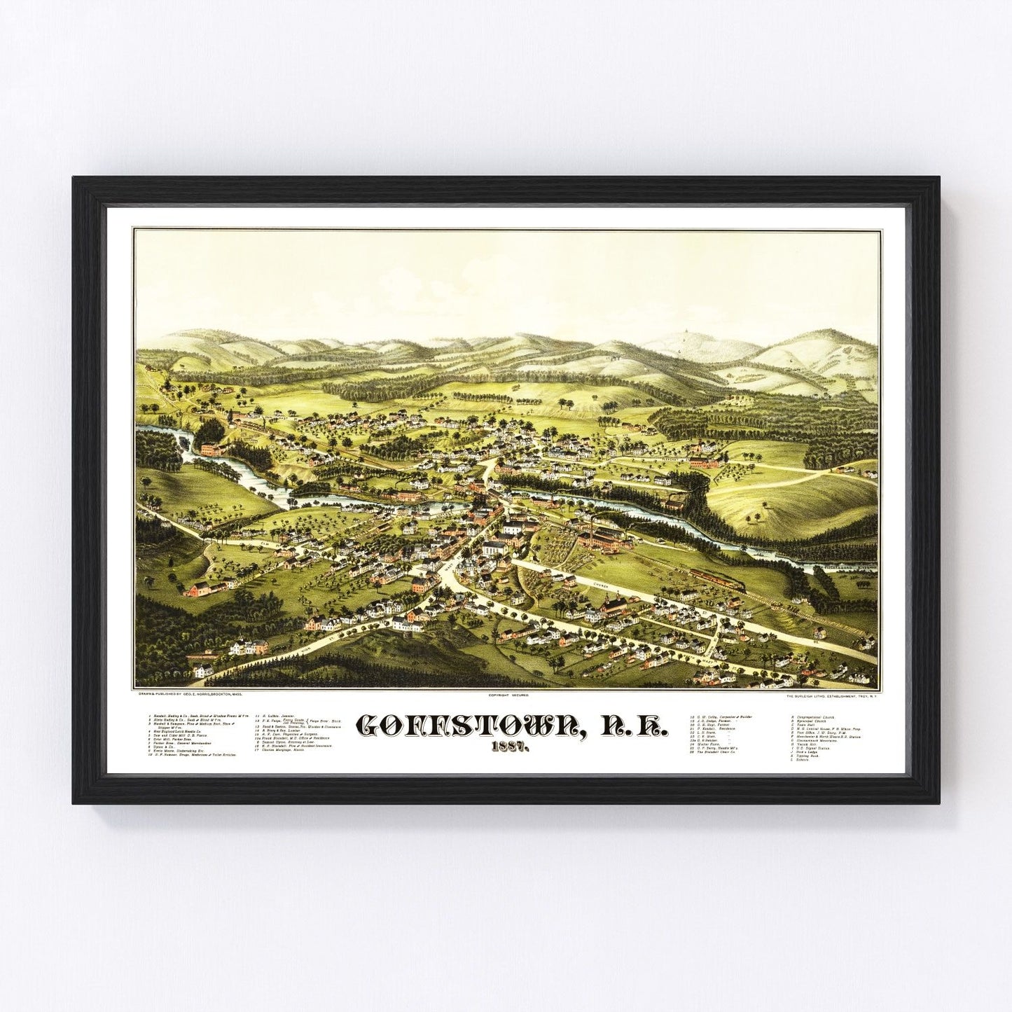 Vintage map of Goffstown, New Hampshire, 1887