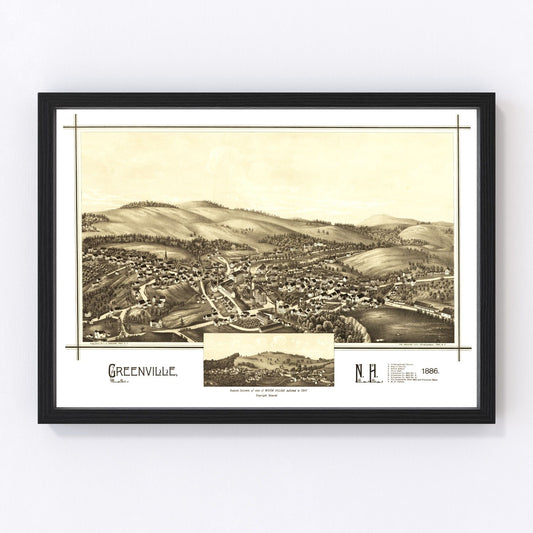 vintage map of Greenville, New Hampshire, 1886