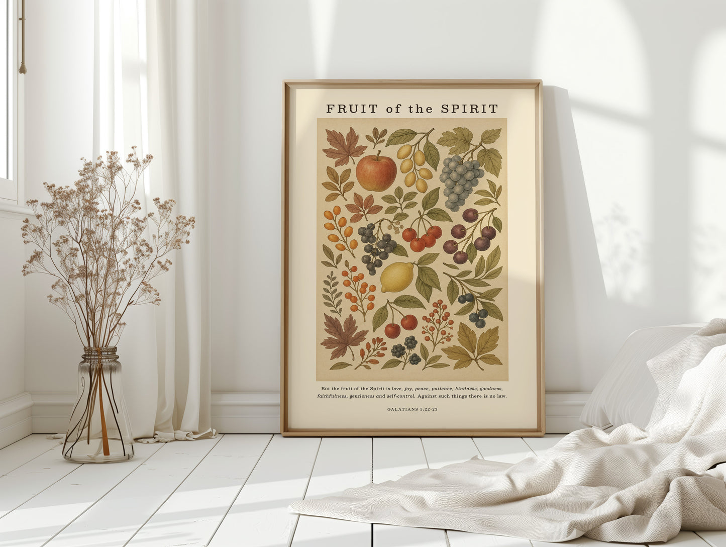 Fruit of the Spirit Botanical Faith Wall Art Print