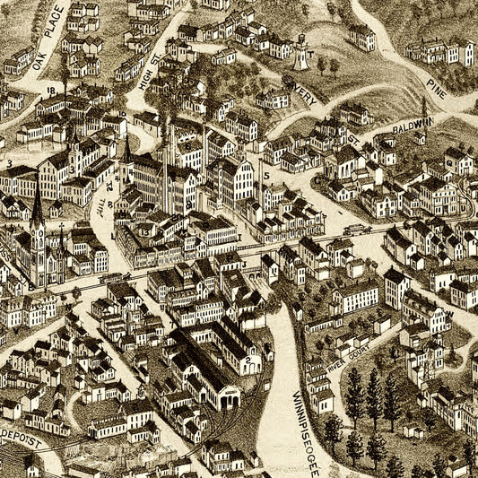 Vintage Map of Laconia, New Hampshire, 1883