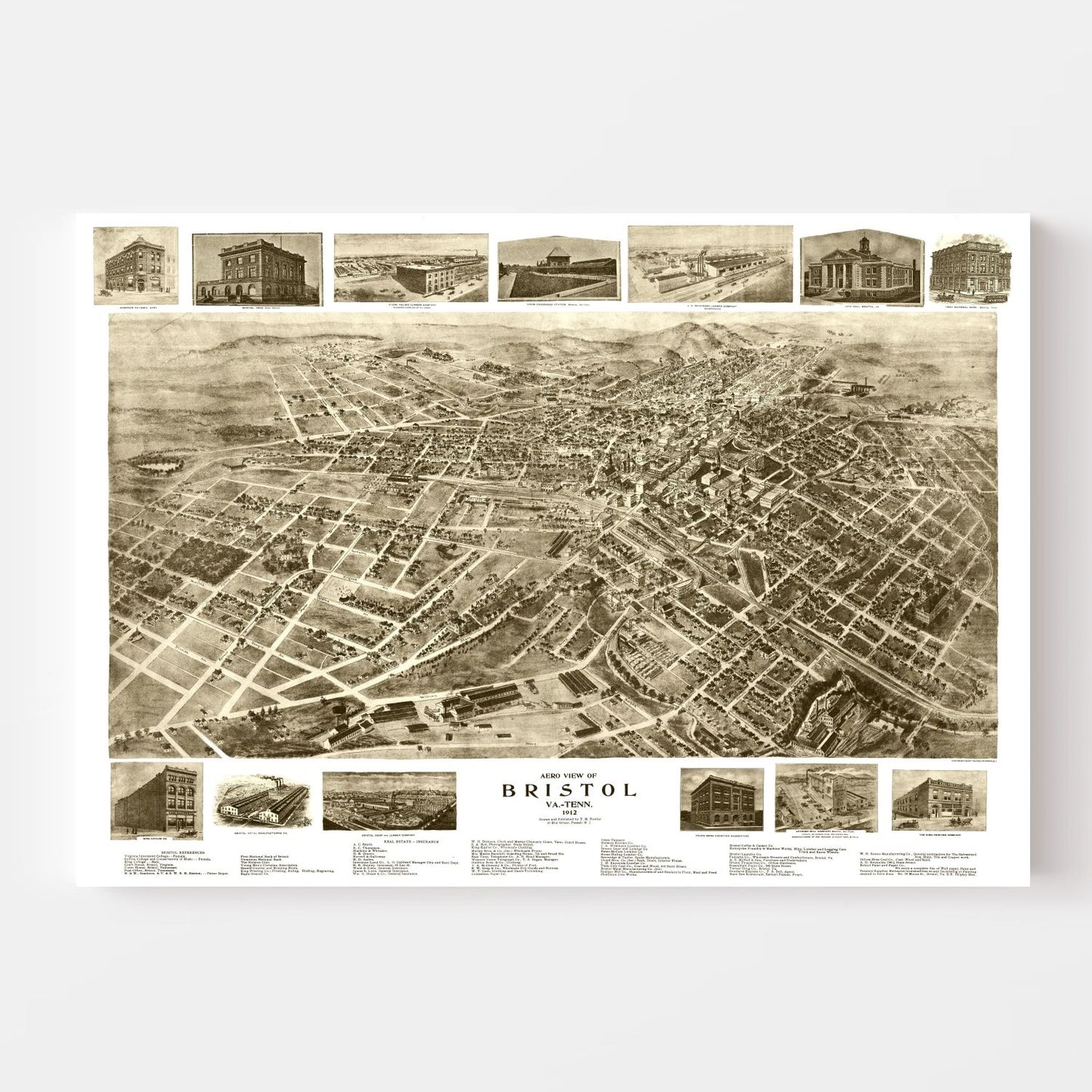 Vintage Map of Bristol, Virginia, 1912