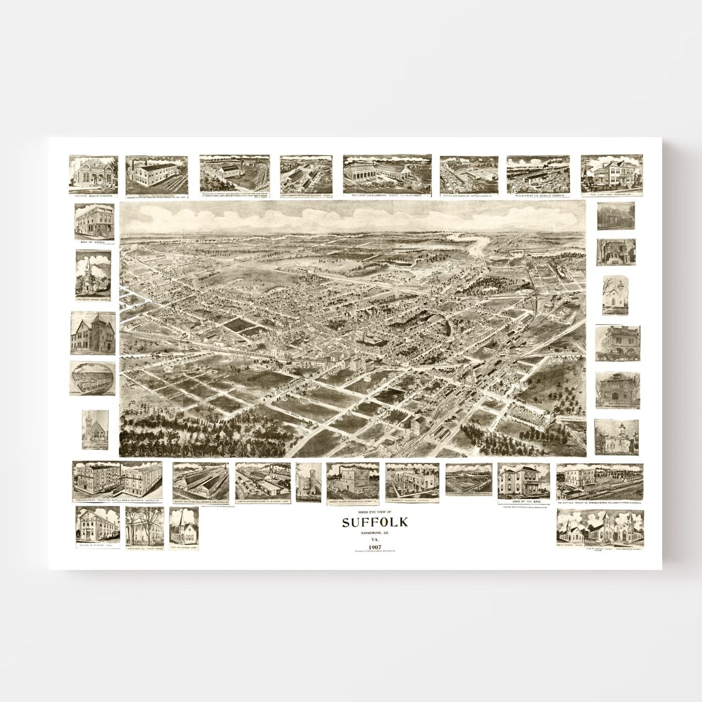 Vintage Map of Suffolk, Virginia, 1907