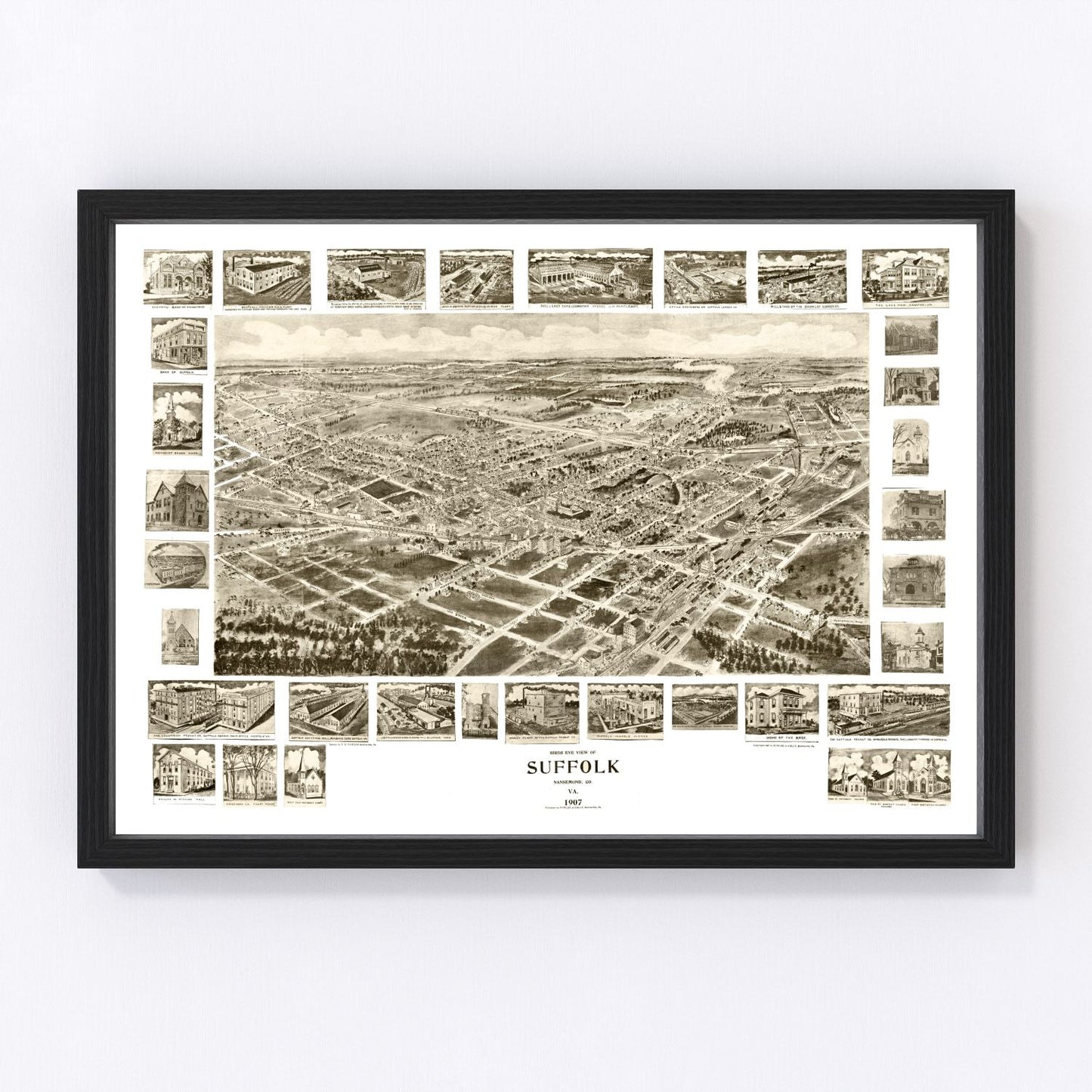 Vintage map of Suffolk, Virginia, 1907
