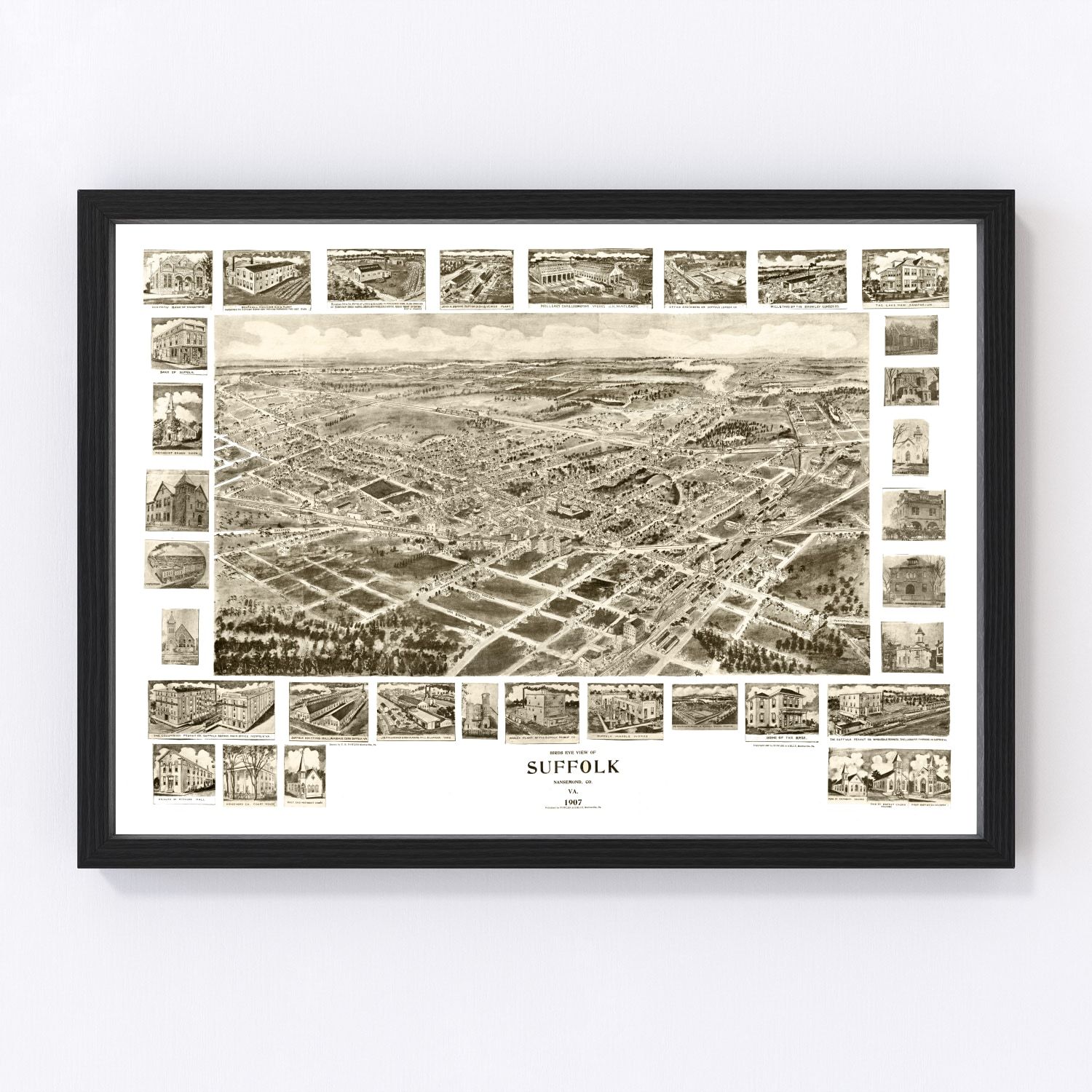 Vintage map of Suffolk, Virginia, 1907
