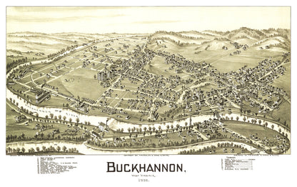 Vintage Map of Buckhannon, West Virginia, 1900