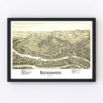 Vintage map of Buckhannon, West Virginia, 1900, Upshur County