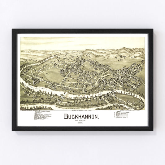 Vintage map of Buckhannon, West Virginia, 1900, Upshur County
