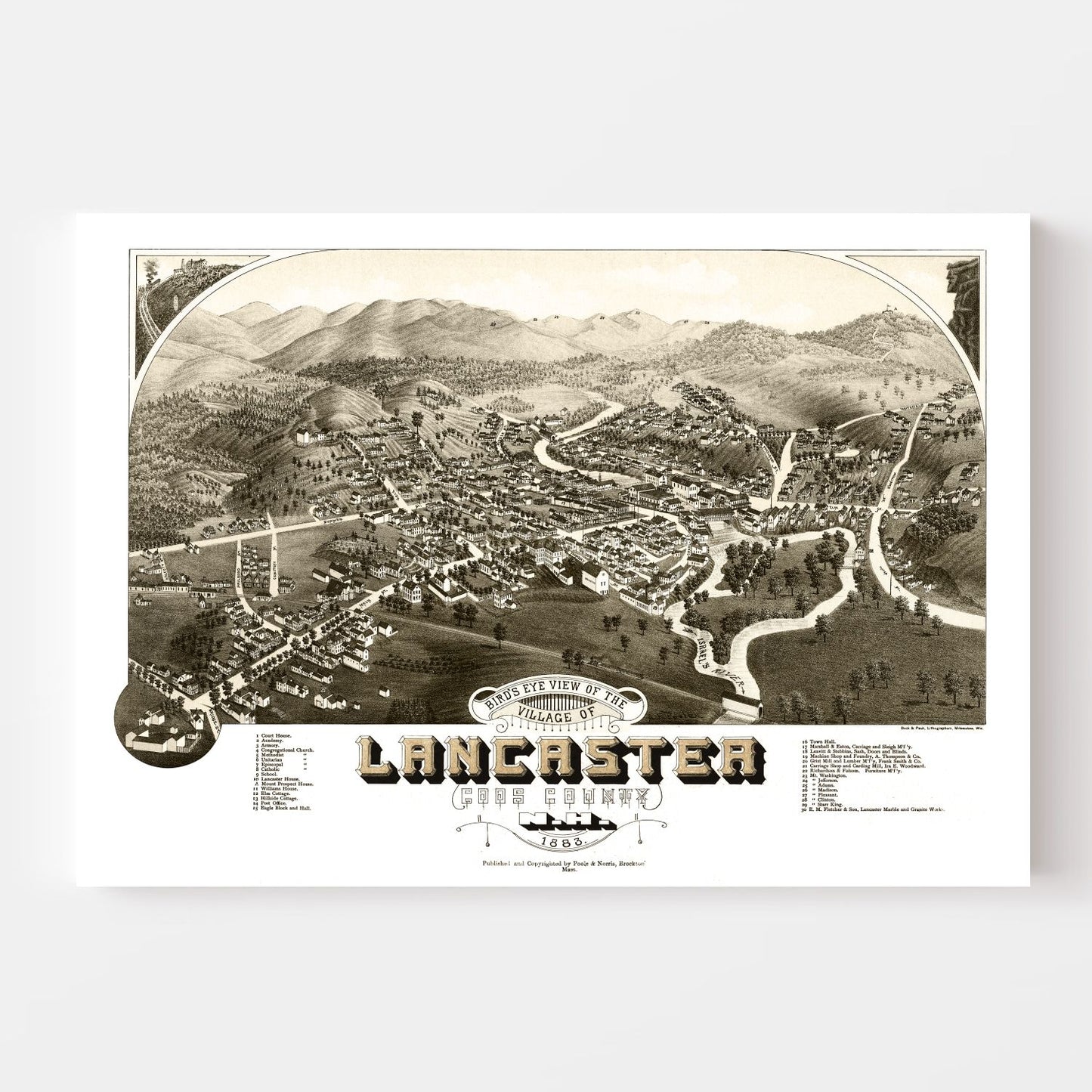 Vintage Map of Lancaster, New Hampshire, 1883