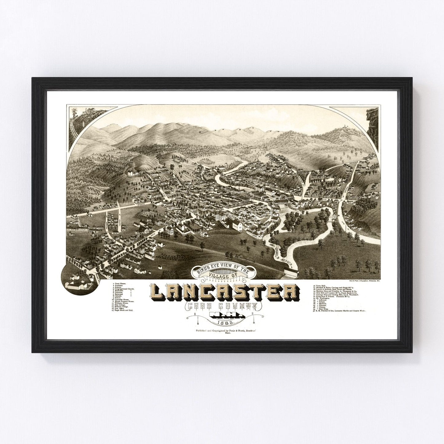 Vintage map of Lancaster, New Hampshire, 1883