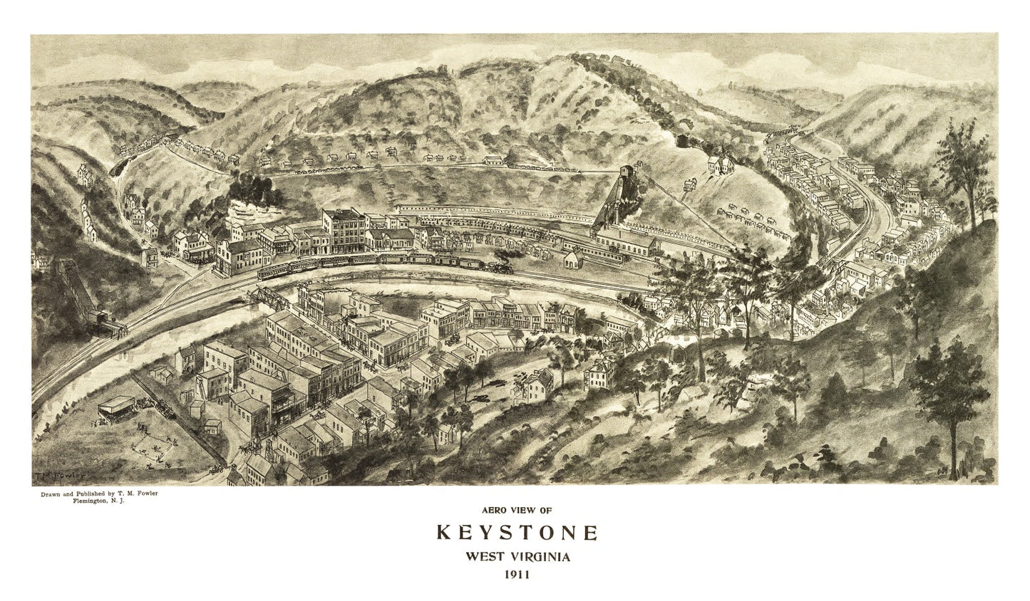 Vintage Map of Keystone, West Virginia, 1911