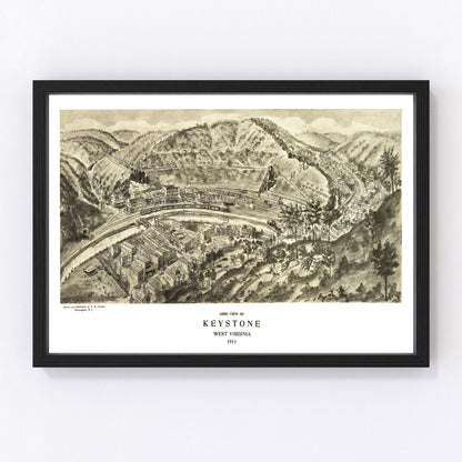 vintage map of Keystone, McDowell County, West Virginia, 1911