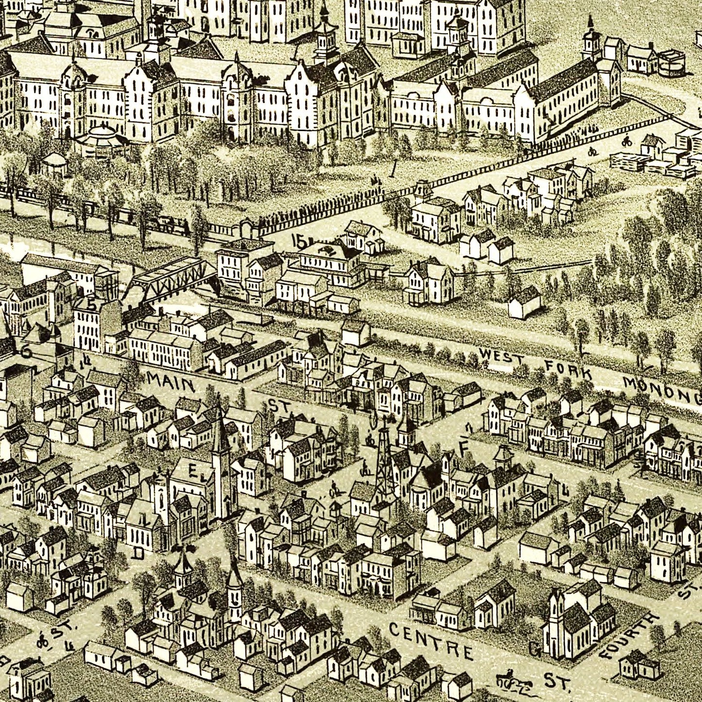 Vintage Map of Weston, West Virginia, 1900