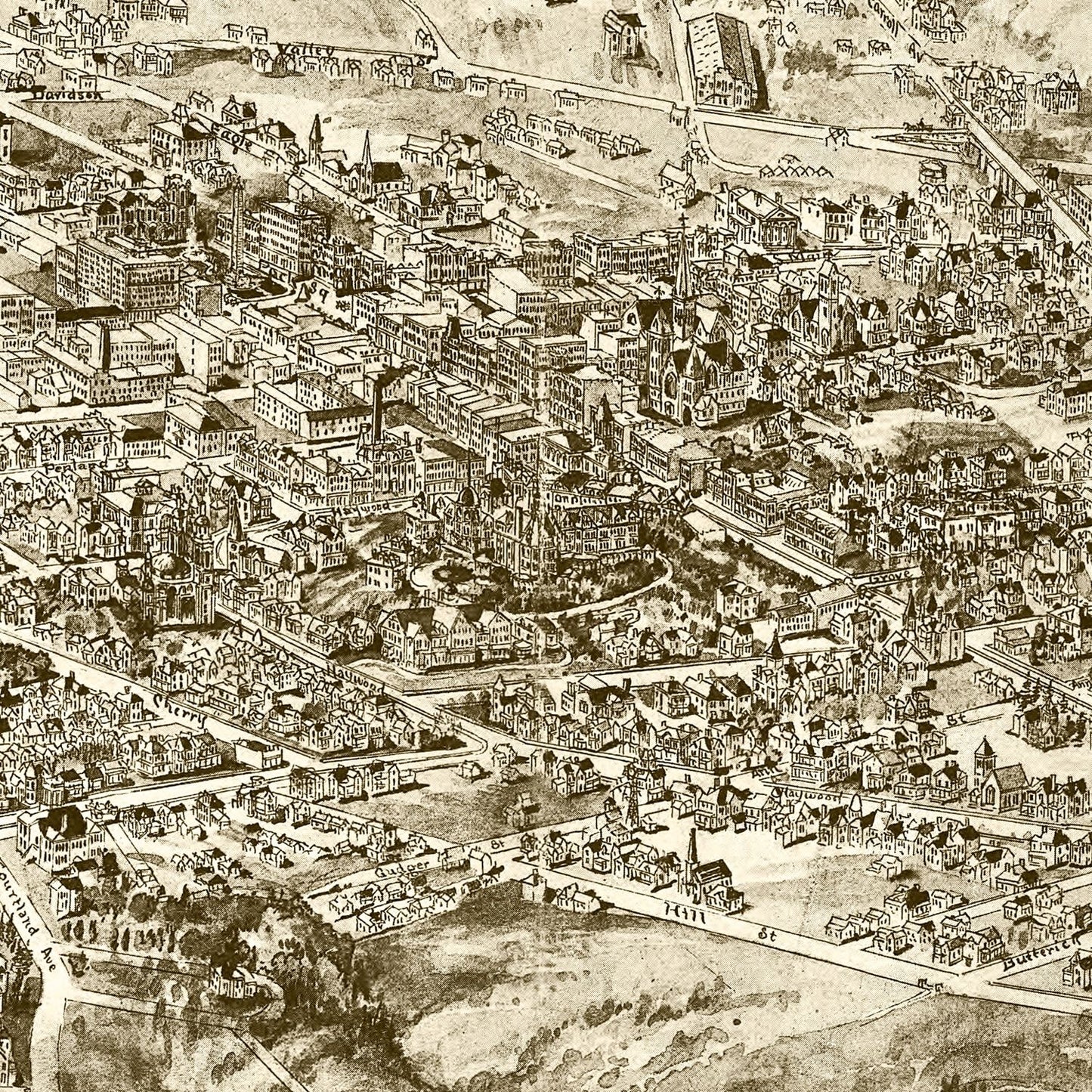 Vintage Map of Asheville, North Carolina, 1912