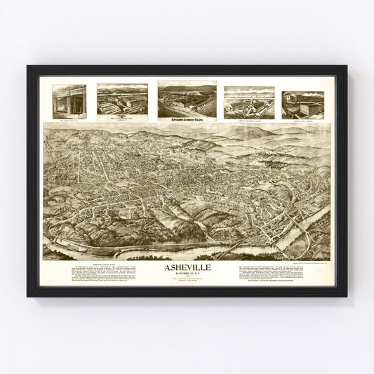 vintage map of Asheville, North Carolina, 1912